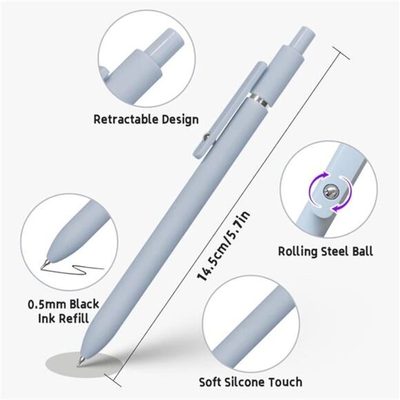 Gel Pens, 5 Pcs 0.5mm Black Ink Pens Fine Point Smooth Writing Pens, High-End - Picture 3 of 7